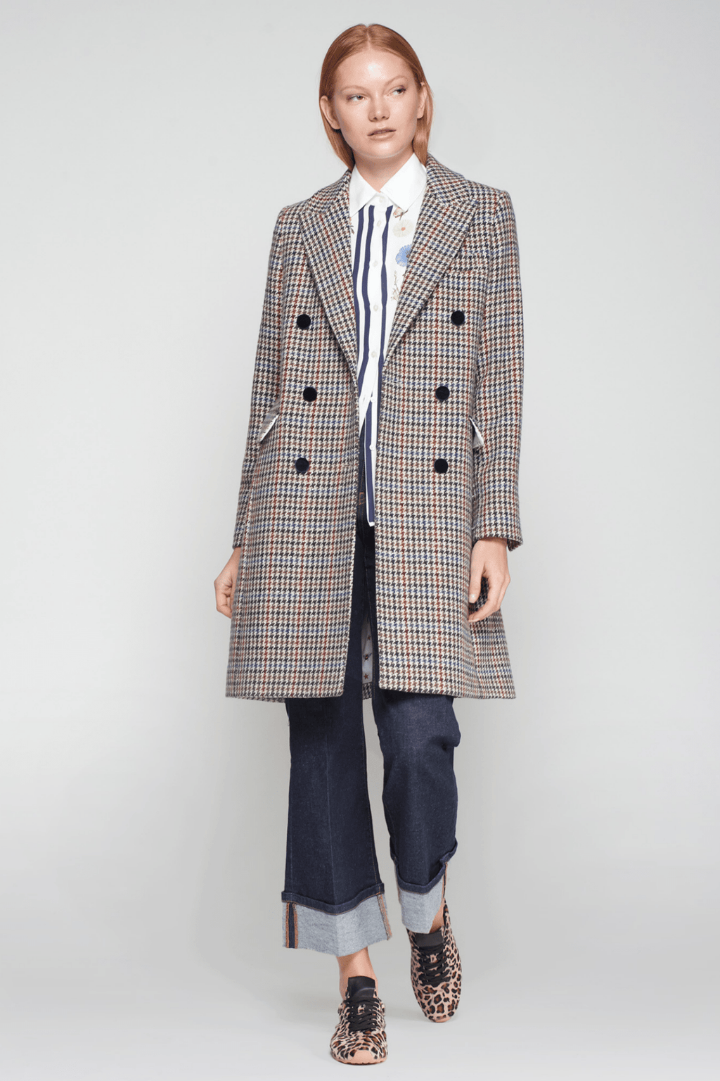 Vilagallo 32823 Houndstooth Double - Breasted Winter Coat - Dotique - Vilagallo