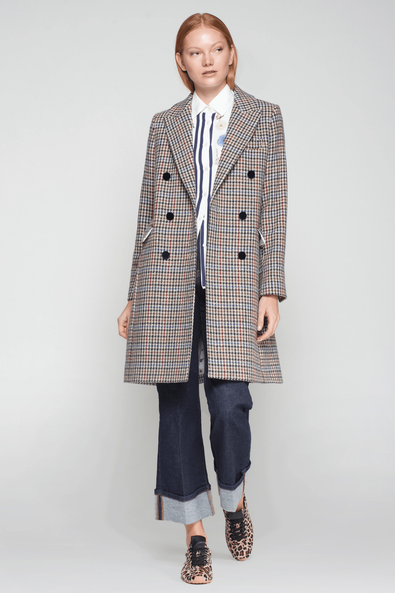 Vilagallo 32823 Houndstooth Double - Breasted Winter Coat - Dotique - Vilagallo