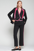 Vilagallo 32827 Black Trousers with Pink Side Stripe by Vilagallo, shop Vilagallo at Dotique for stylish trousers.