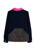 Vilagallo 32828 Navy Jacket with Pink Cord Collar and Dachshund Detail by Vilagallo, shop Vilagallo at Dotique.