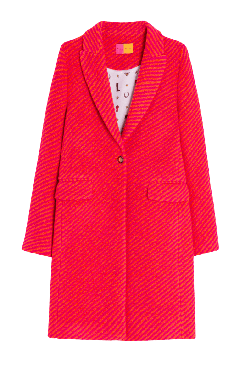 Vilagallo 32833 Orange & Pink Stripe Coat with Printed Lining - Dotique - Vilagallo