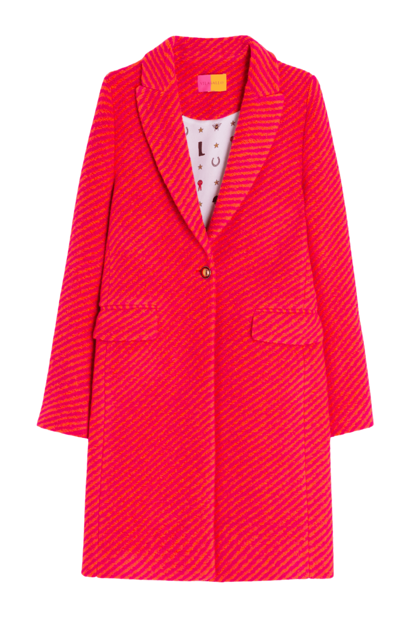 Vilagallo 32833 Orange & Pink Stripe Coat with Printed Lining by Vilagallo, shop Vilagallo at Dotique.