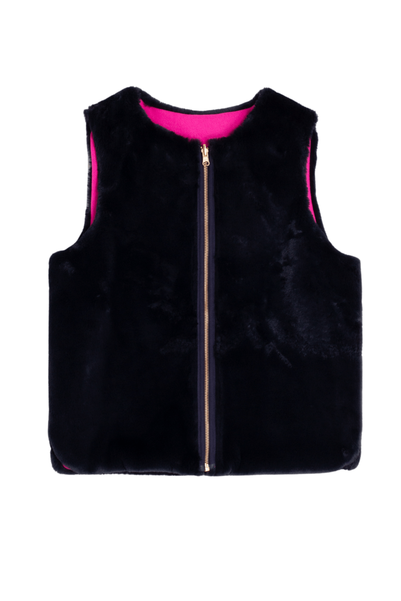 Vilagallo 32843 Reversible Pink & Navy Faux Fur Gilet by Vilagallo, shop Vilagallo at Dotique for stylish outerwear