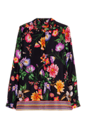 Vilagallo 32856 Black Floral Shirt with Striped Hem by Vilagallo, shop the brand at Dotique for vibrant floral style.