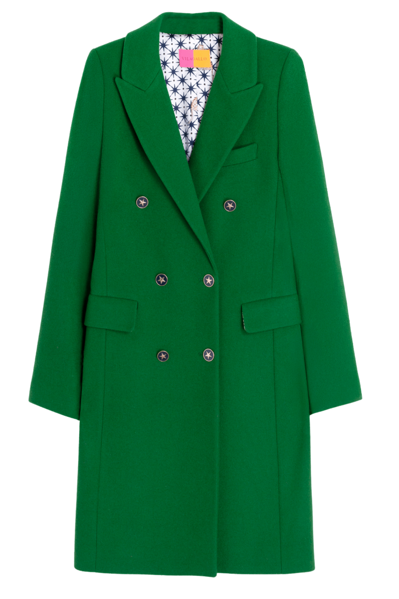 Vilagallo 32862 Green Double-Breasted Tailored Coat by Vilagallo Shop Vilagallo at Dotique for elegant outerwear.