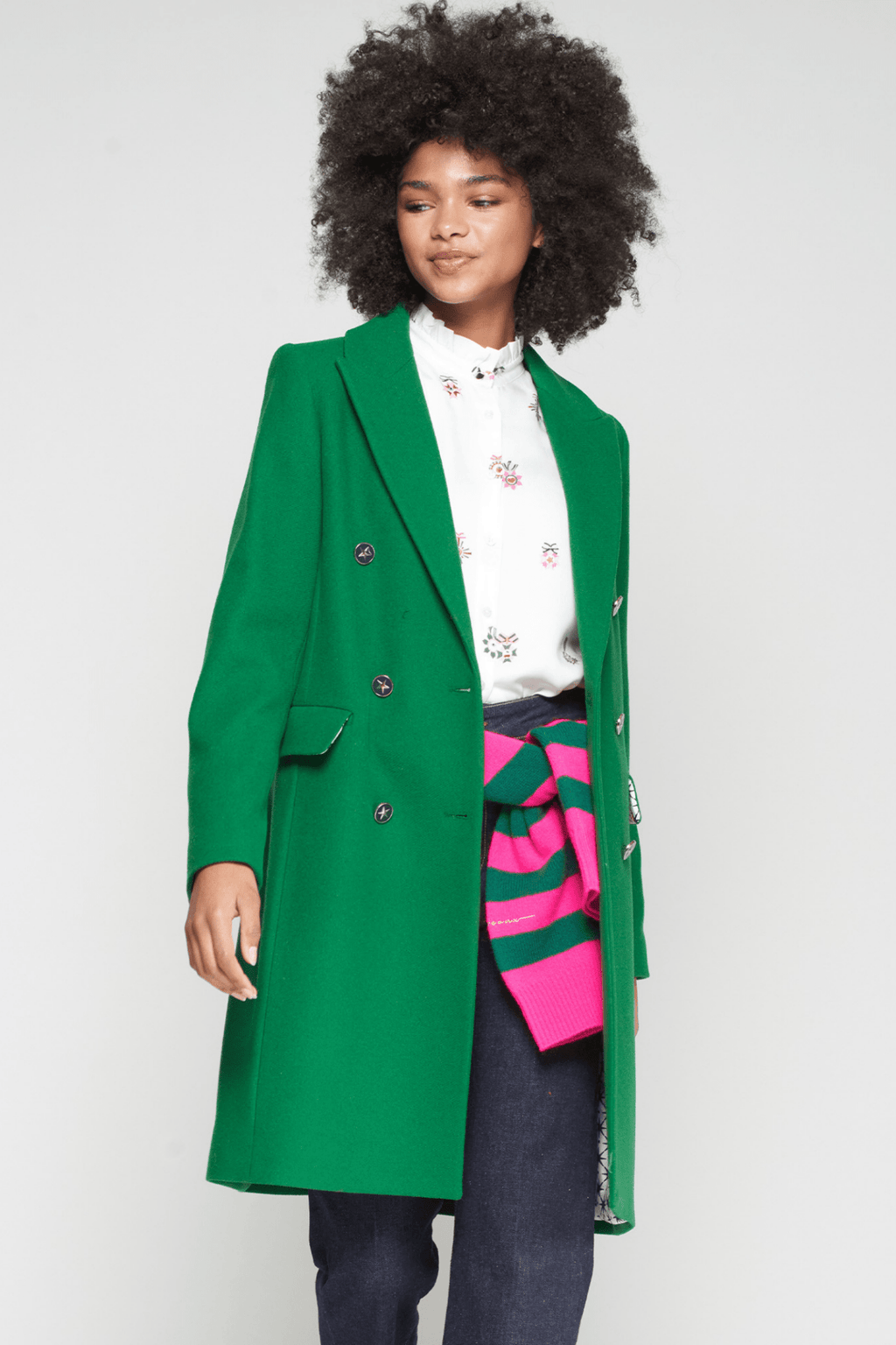 Vilagallo 32862 Green Double - Breasted Tailored Coat - Dotique - Vilagallo