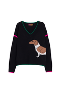 Vilagallo 32894 Black Dachshund Intarsia Wool Jumper by Vilagallo, shop Vilagallo at Dotique for stylish wool jumpers.