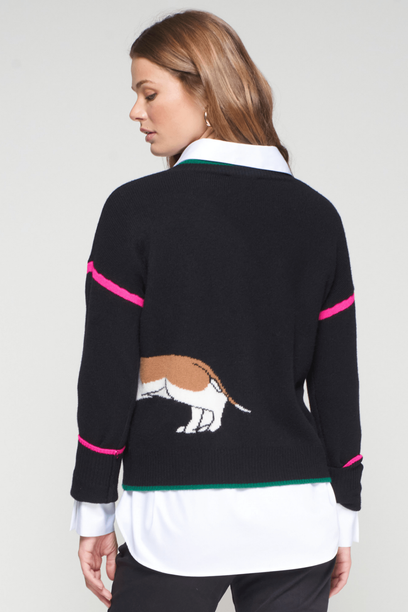 Vilagallo 32894 Black Dachshund Intarsia Wool Jumper by Vilagallo, shop Vilagallo at Dotique.