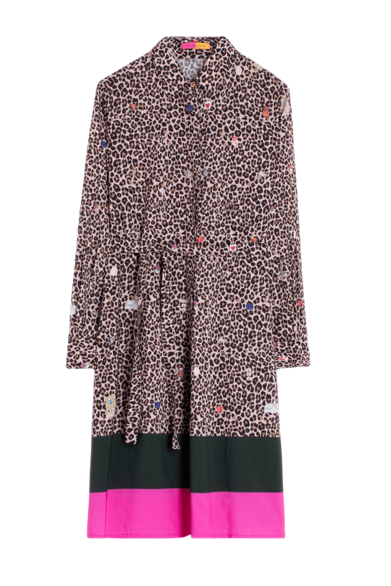 Vilagallo 32926 Leopard Print Midi Shirt Dress - Dotique - Vilagallo