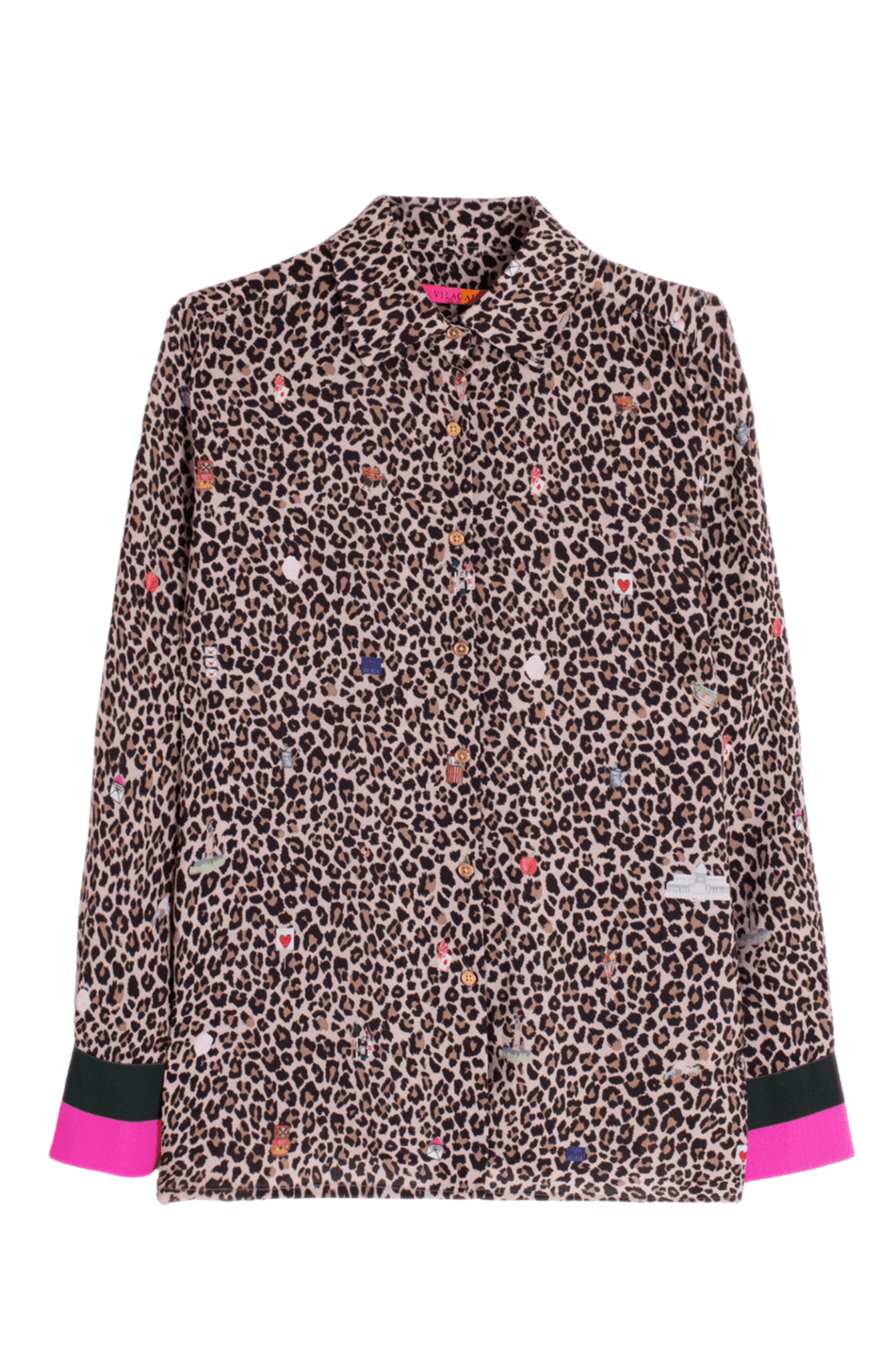 Vilagallo 32932 Leopard Print Shirt with Contrast Cuffs - Dotique - Vilagallo