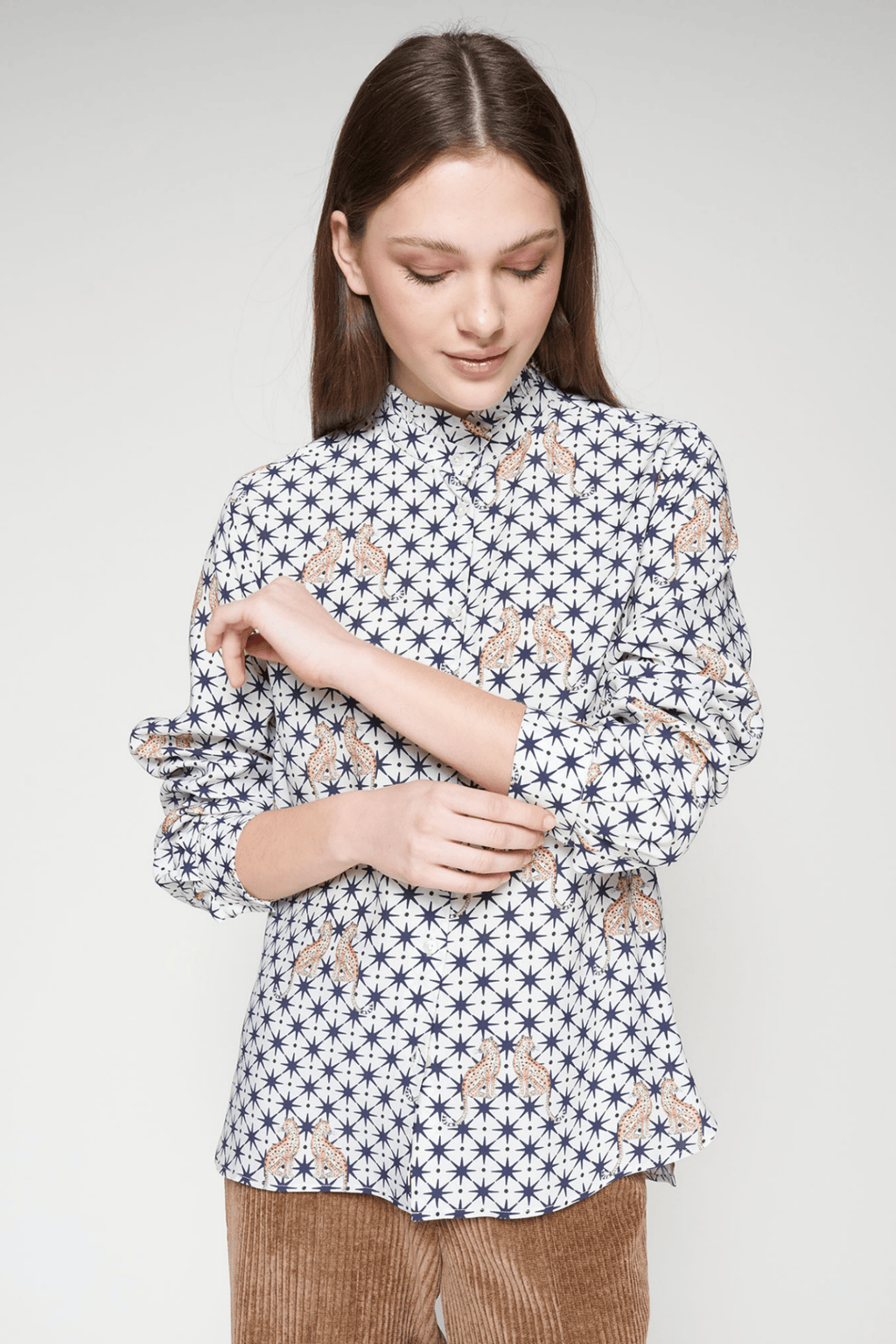 Vilagallo 32979 Navy Geometric Leopard Print Shirt - Dotique - Vilagallo