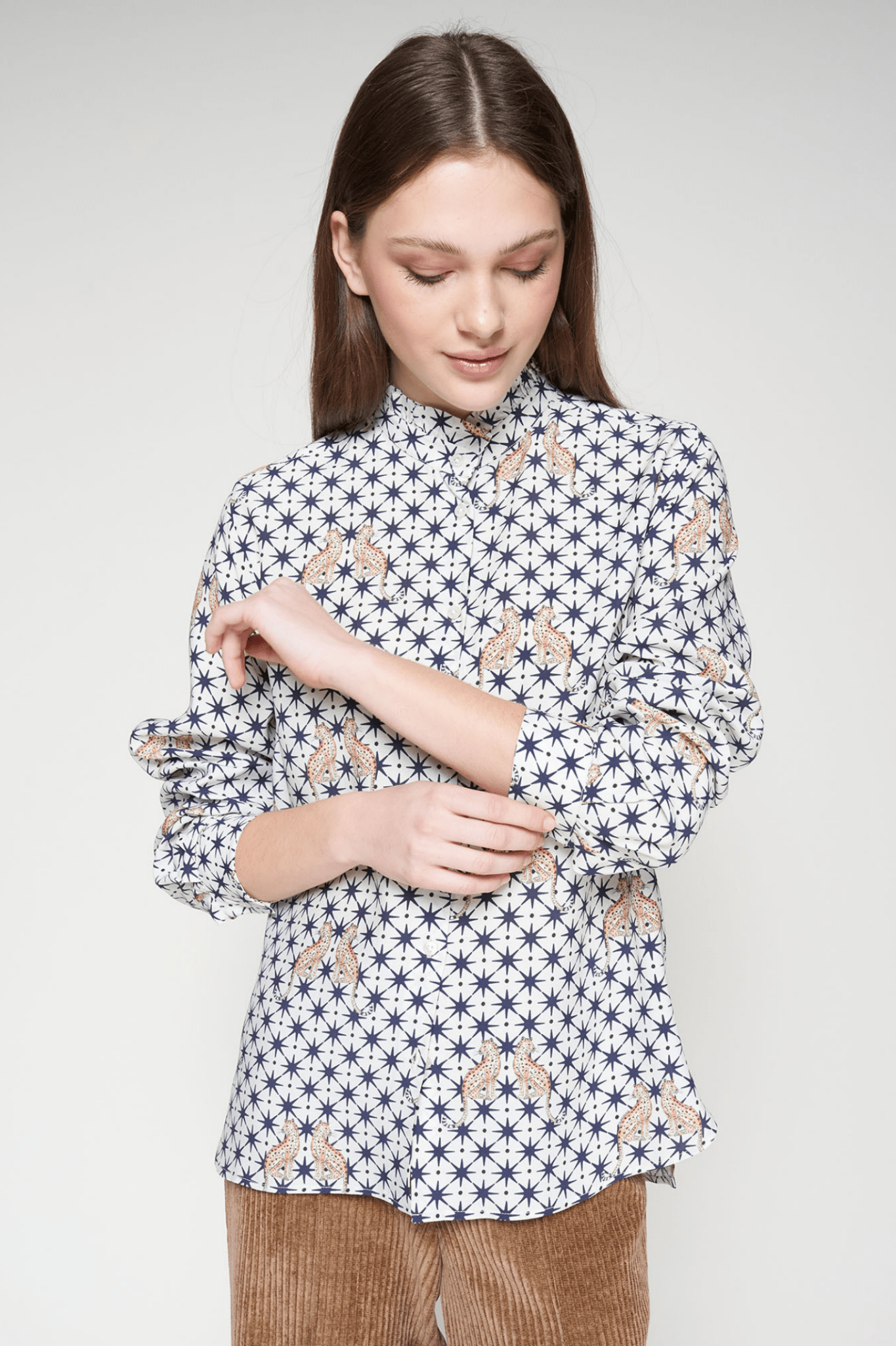 Vilagallo 32979 Navy Geometric Leopard Print Shirt - Dotique - Vilagallo