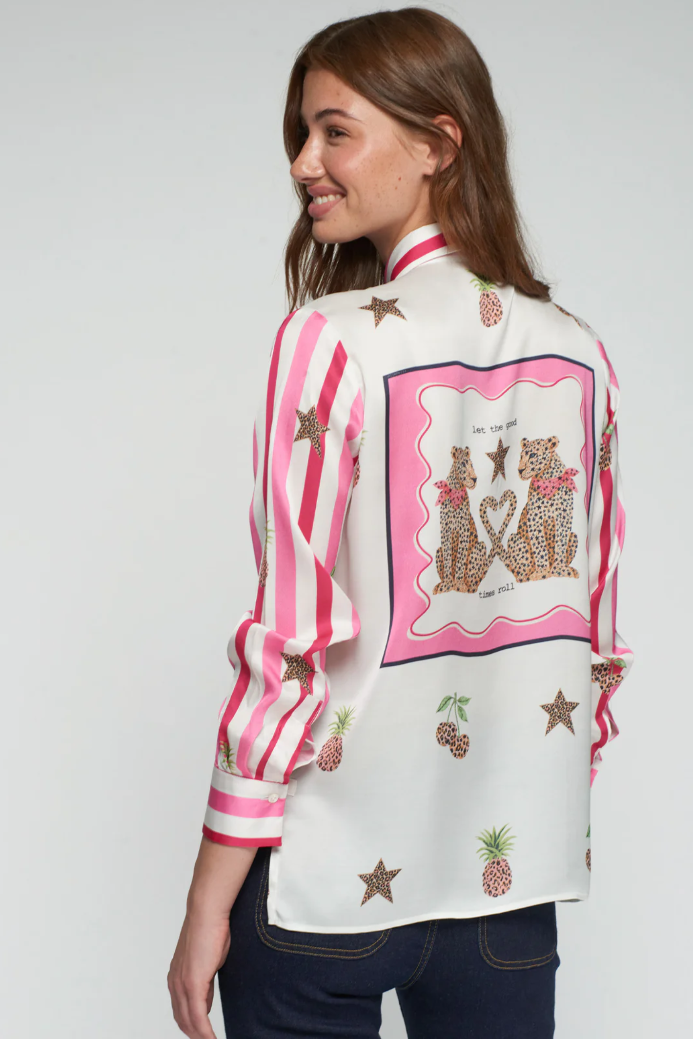 Vilagallo 33641 Striped & Leopard Print Shirt by Vilagallo featuring bold stripes and leopard design, shop Vilagallo at Dotique.