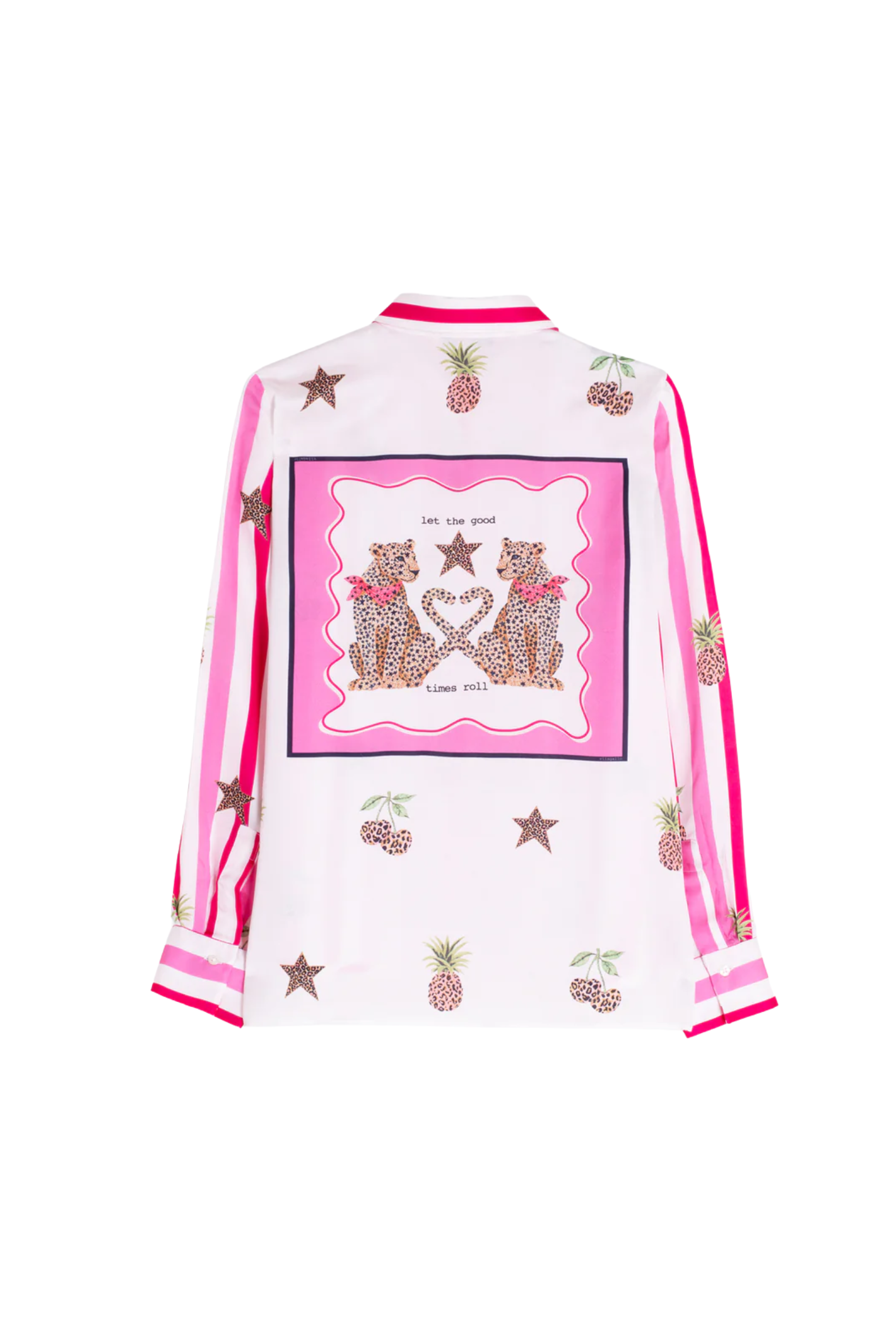 Vilagallo 33641 Striped & Leopard Print Shirt with pink stripes and leopard motifs, shop Vilagallo at Dotique.