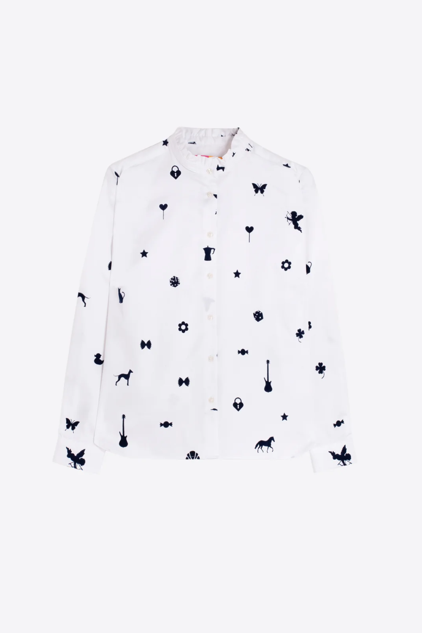 Shop the Vilagallo White Flocked Motif Shirt at Dotique. Crafted from 100% cotton with elegant textured flocked detailing and a timeless tailored silhouette.