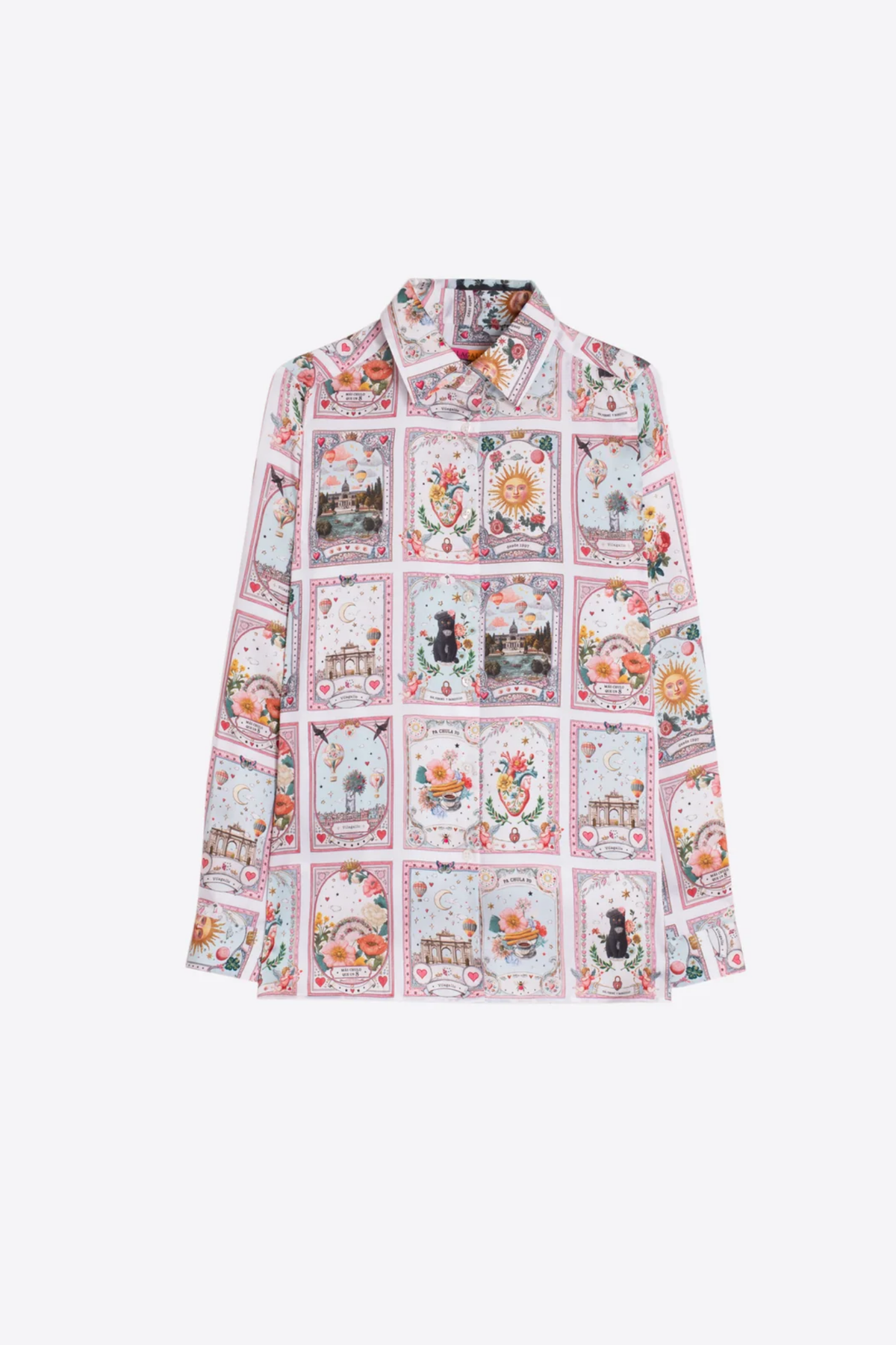 Vilagallo 33787 Madrid Twill Printed Shirt in pink printed twill. Shop Vilagallo at Dotique