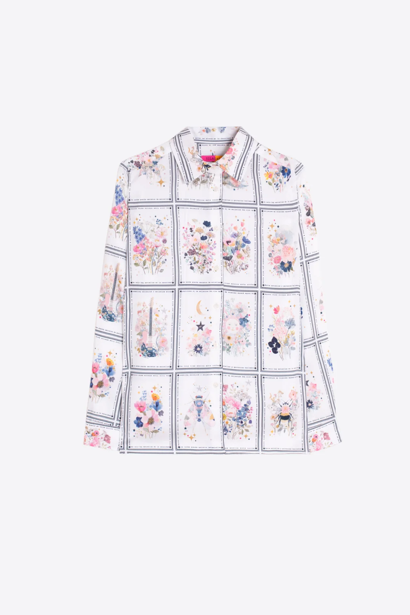 Shop the Vilagallo Stars & Guitars Print Shirt at Dotique. Crafted from 100% viscose with a colourful exclusive print, soft drape and timeless tailored silhouette.