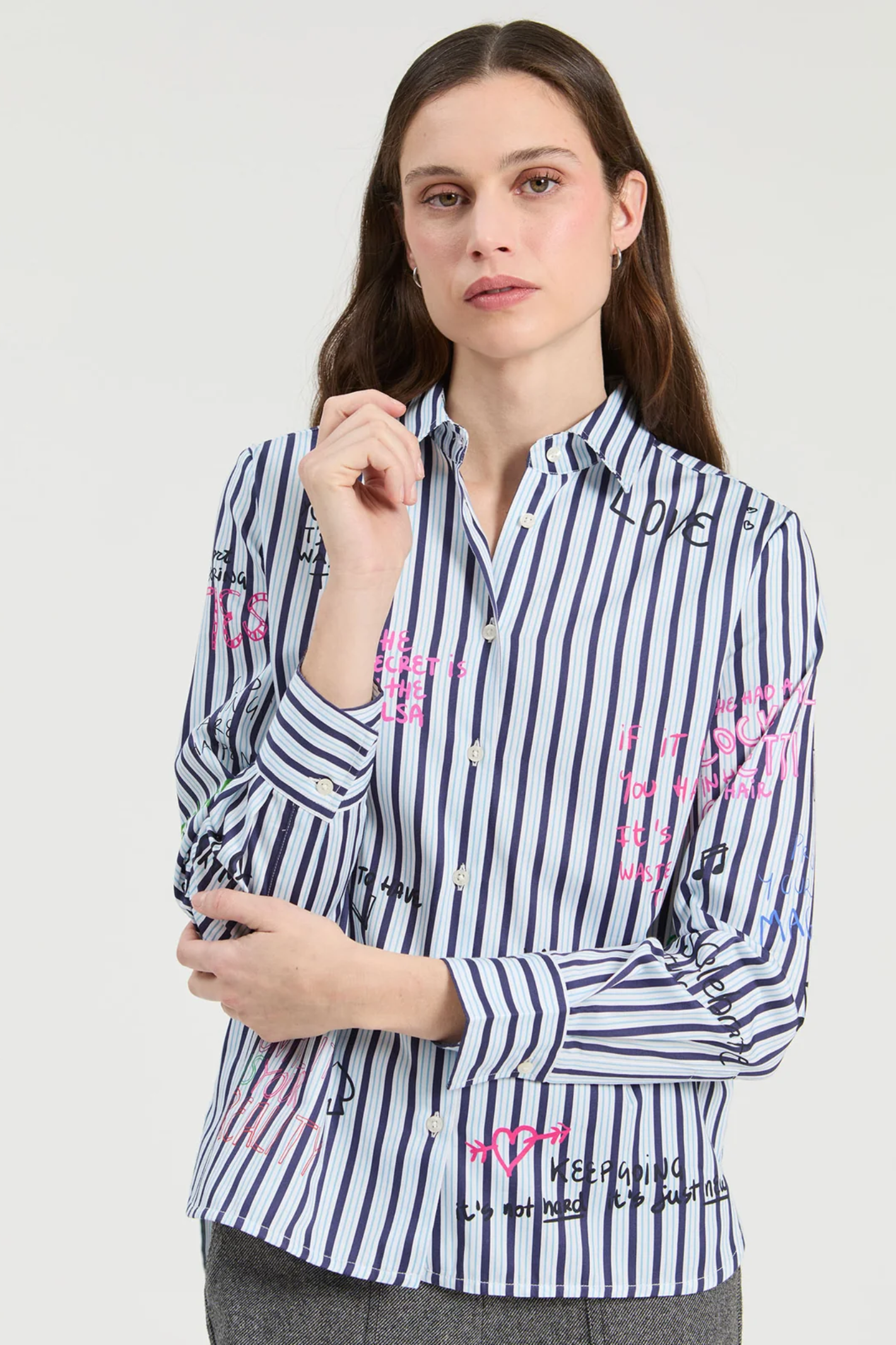 Shop the Vilagallo Striped Ferris Wheel Print Shirt at Dotique. A classic striped shirt with an exclusive illustrated print, bringing a playful twist to everyday tailoring.