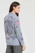 Shop the Vilagallo Striped Ferris Wheel Print Shirt at Dotique. A classic striped shirt with an exclusive illustrated print, bringing a playful twist to everyday tailoring.