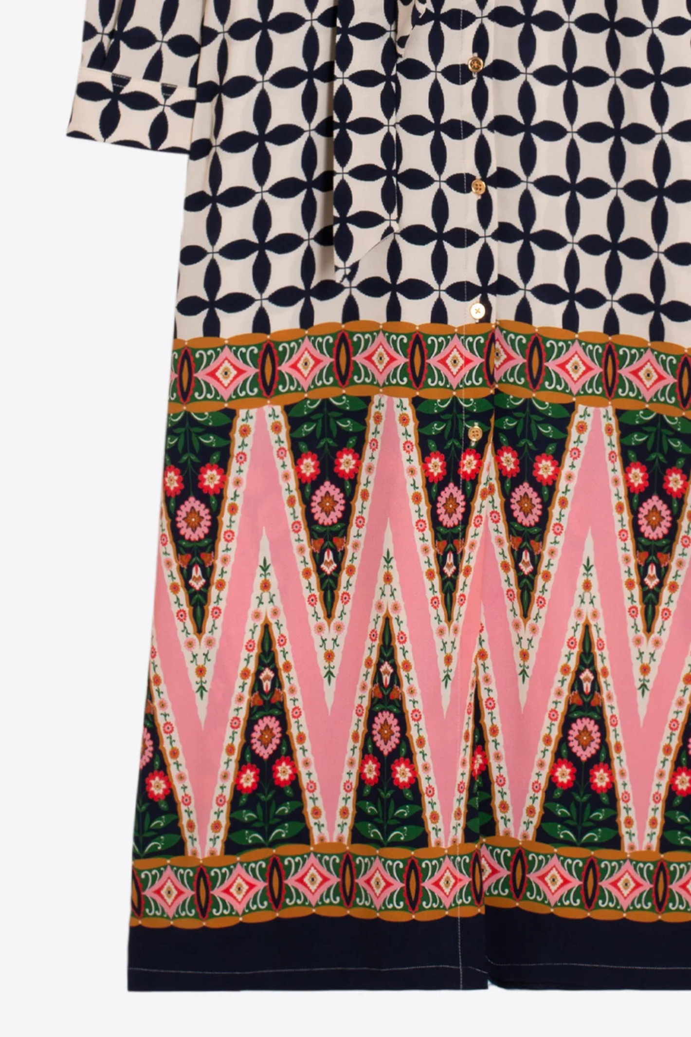 Shop the Vilagallo Pink & Black Geometric Midi Dress at Dotique. A striking midi dress with an exclusive geometric print, perfect for weddings, parties and elegant everyday dressing.