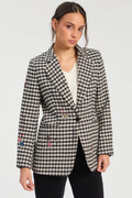 Vilagallo 33743 Black & White Houndstooth Wool Jacket Shop Vilagallo at Dotique