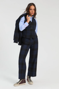Vilagallo 33849 Navy & Black Check Wool-Blend Trousers. Shop Vilagallo at Dotique