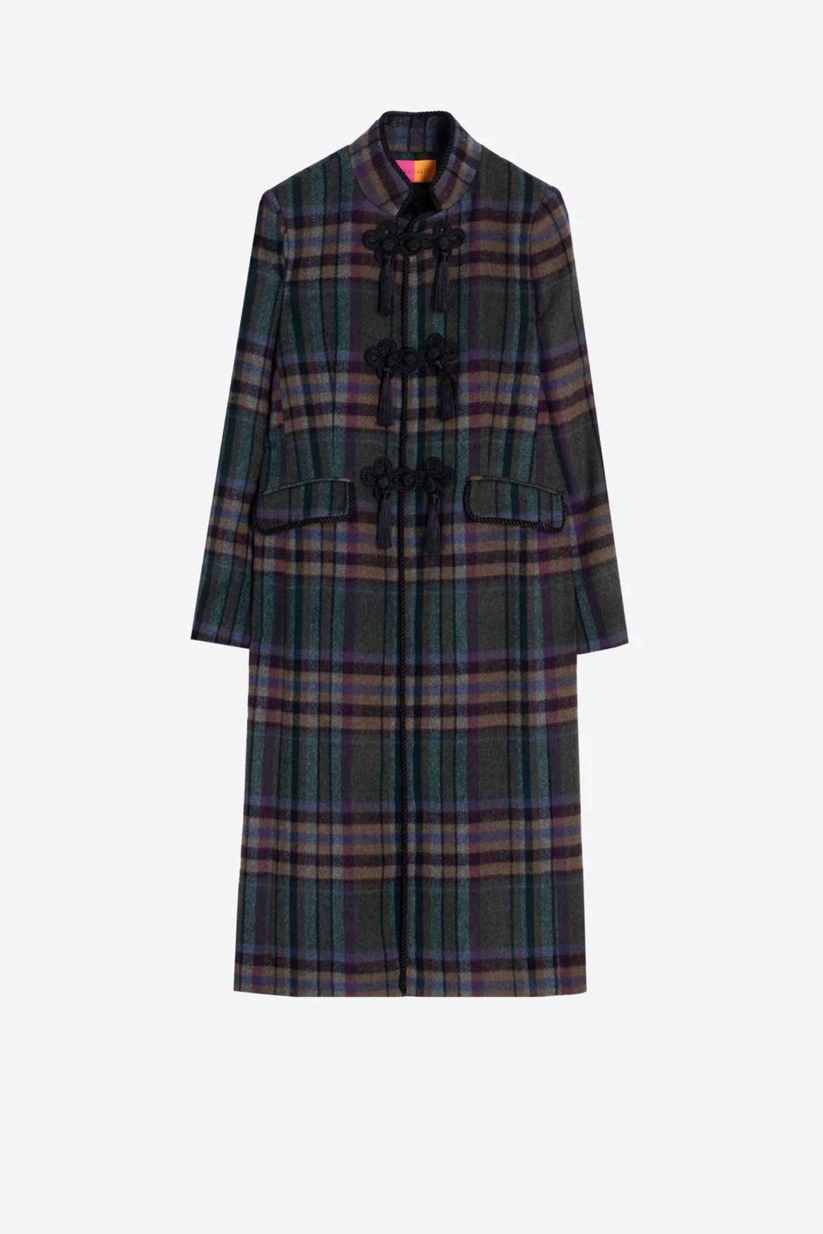 Vilagallo 33854 Green & Blue Tartan Wool-Blend Coat front view Shop Vilagallo at Dotique