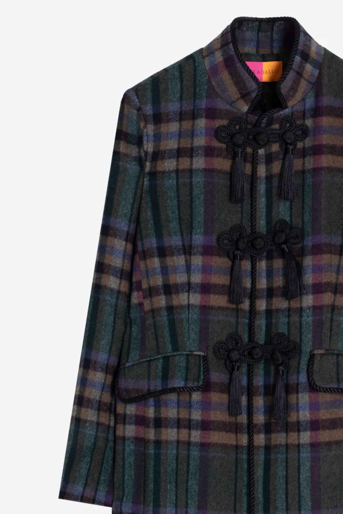 Vilagallo 33854 Green & Blue Tartan Wool-Blend Coat Shop Vilagallo at Dotique