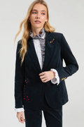Vilagallo 33863 Navy Velvet Embroidered Blazer Shop Vilagallo at Dotique