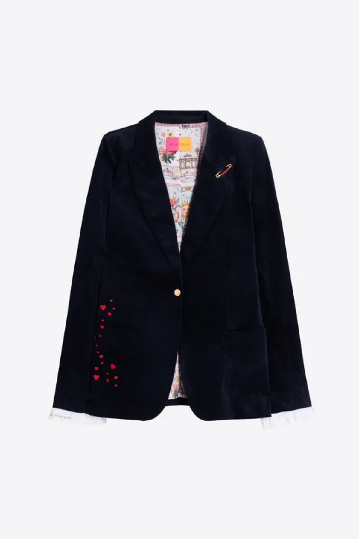Vilagallo 33863 Navy Velvet Embroidered Blazer Shop Vilagallo at Dotique