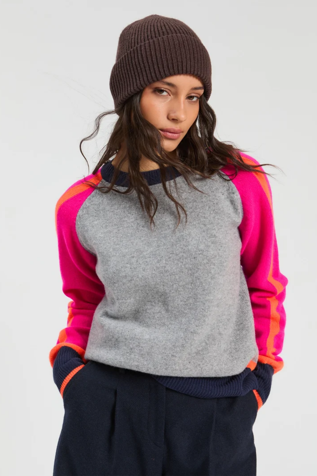 Vilagallo 34127 Grey Multicolour Lambswool Jumper. Shop Vilagallo at Dotique