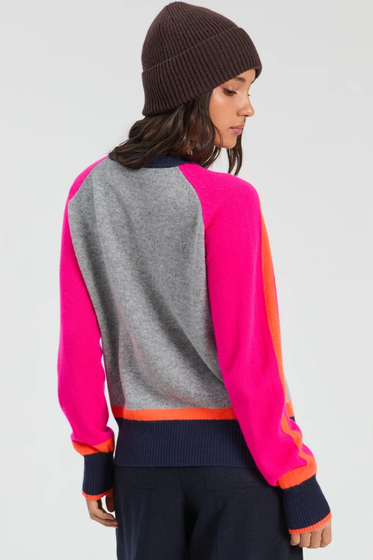Vilagallo 34127 Grey Multicolour Lambswool Jumper back view Shop Vilagallo at Dotique