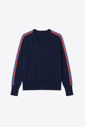 Vilagallo 34139 Navy Multicolour V-Neck Jumper Shop Vilagallo at Dotique