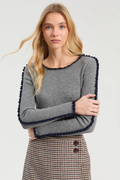 Vilagallo 34143 Grey & Navy Ruffle-Trim Jumper Shop Vilagallo at Dotique