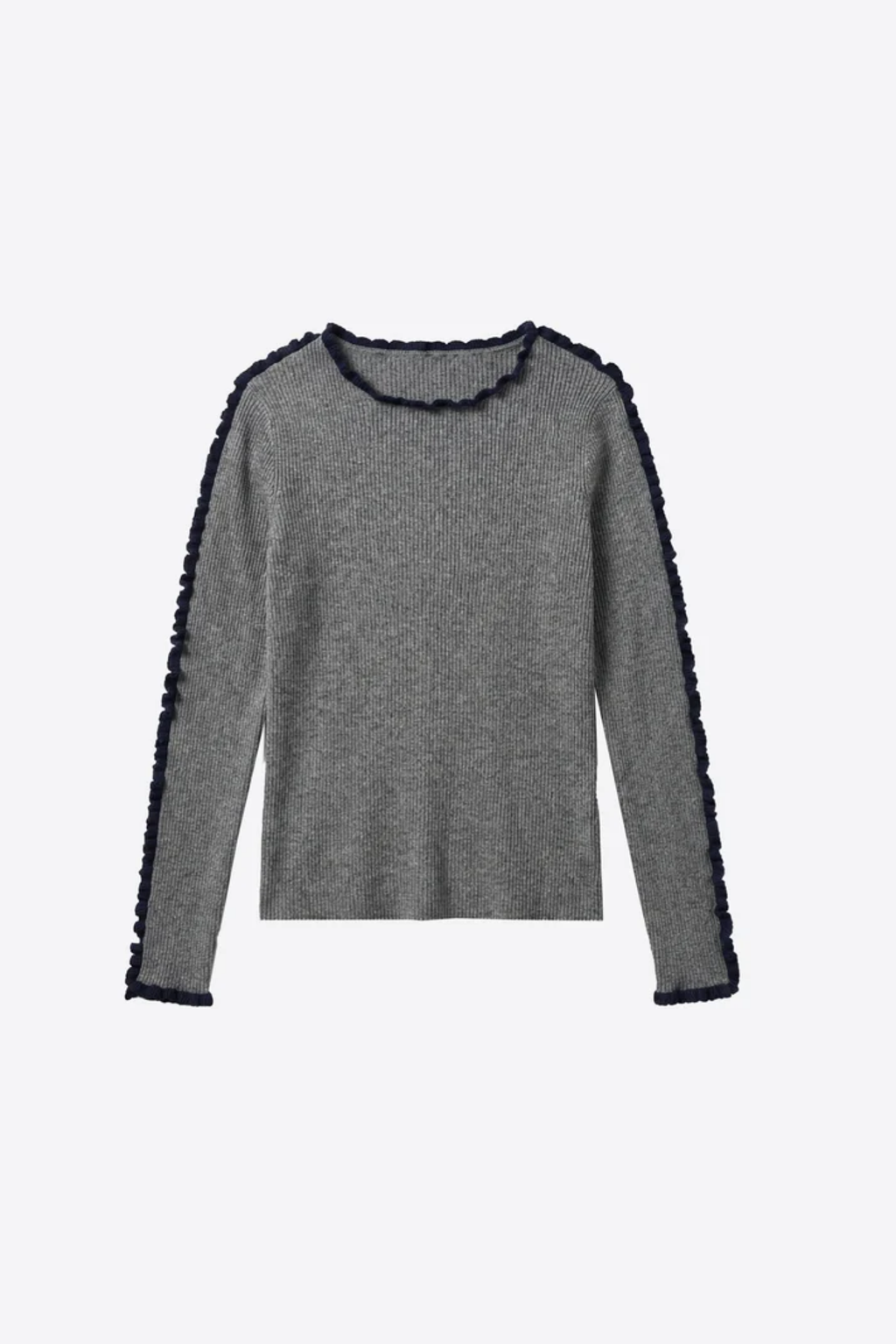 Vilagallo 34143 Grey & Navy Ruffle-Trim Jumper. Shop Vilagallo at Dotique.
