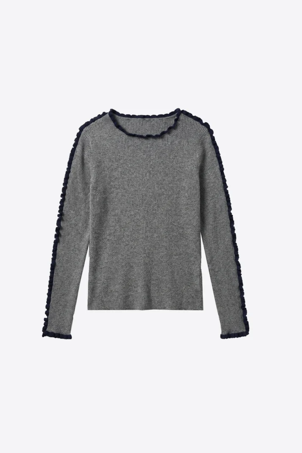 Vilagallo 34143 Grey & Navy Ruffle-Trim Jumper. Shop Vilagallo at Dotique.