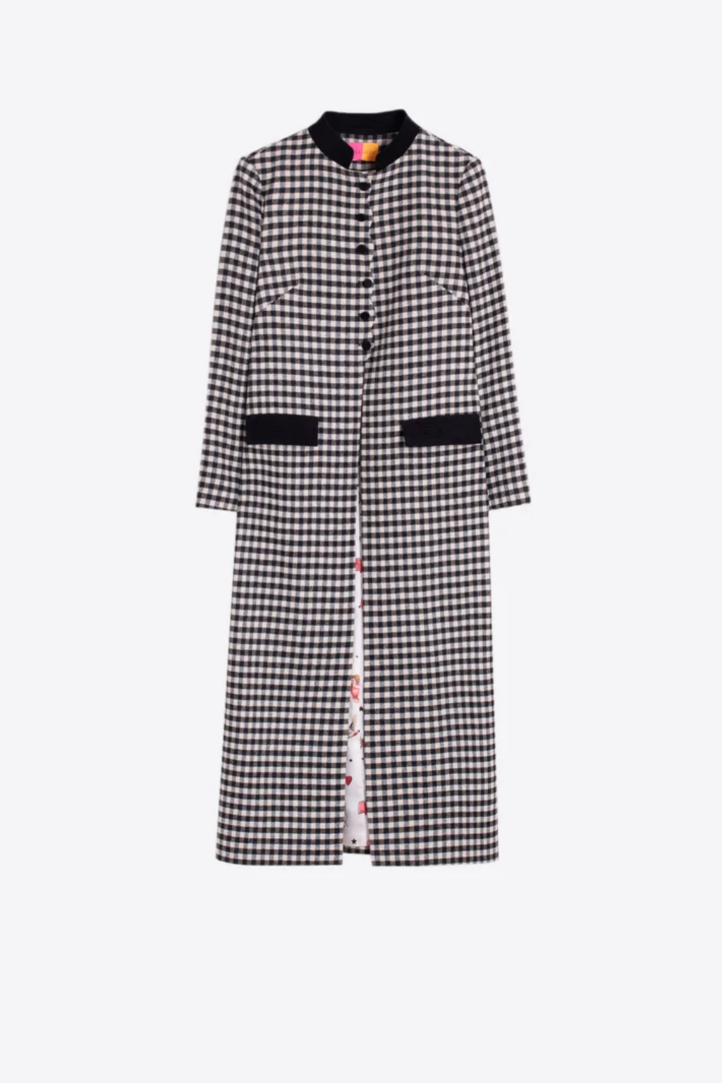 Vilagallo 34177 Long Black & White Gingham Wool Coat by Vilagallo. Shop Vilagallo at Dotique.