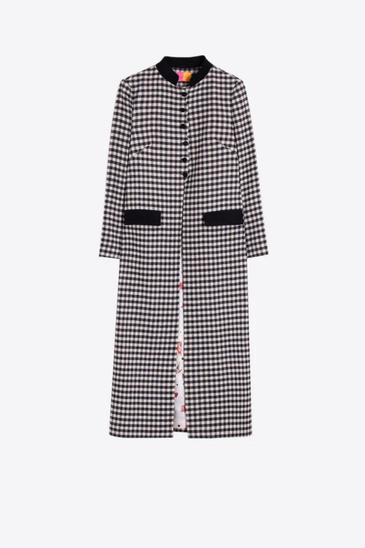 Vilagallo 34177 Long Black & White Gingham Wool Coat by Vilagallo. Shop Vilagallo at Dotique.