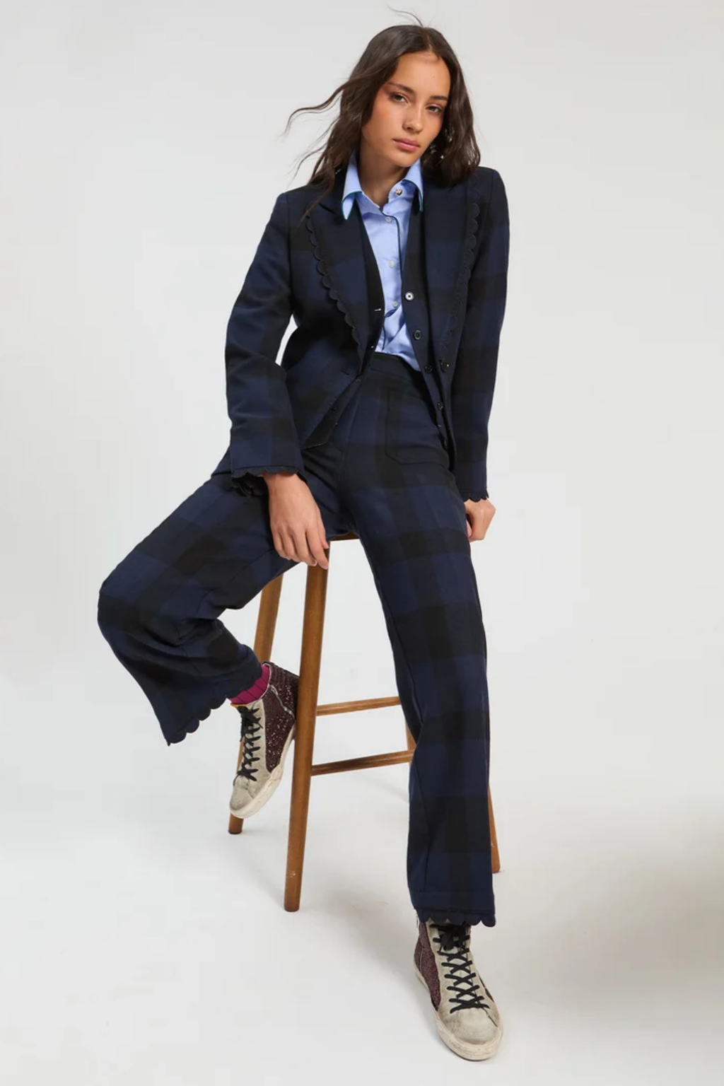 Vilagallo 33826 Navy & Black Check Wool-Blend Jacket. Shop Vilagallo at Dotique.