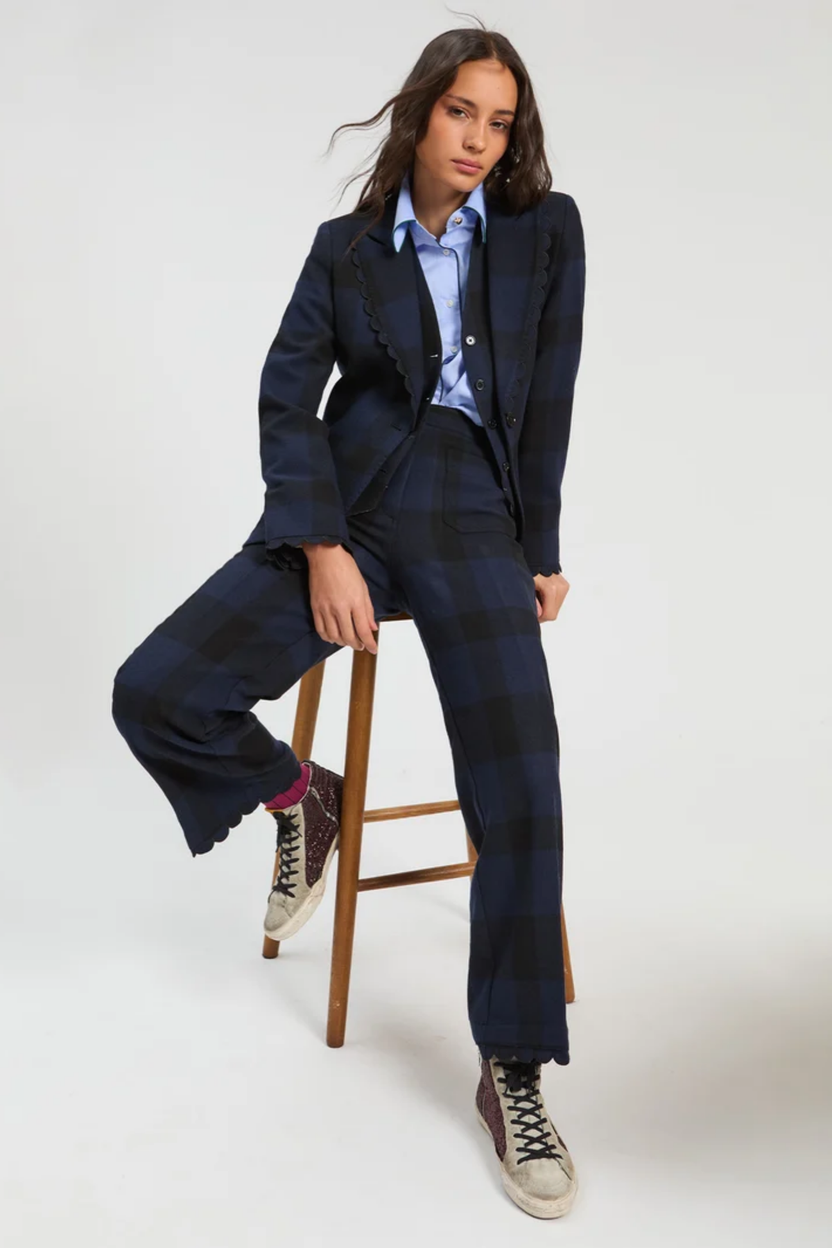 Vilagallo 33826 Navy & Black Check Wool-Blend Jacket. Shop Vilagallo at Dotique.