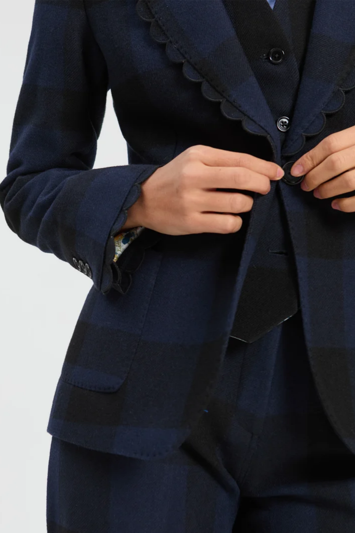 Vilagallo 33826 Navy & Black Check Wool-Blend Jacket, Shop Vilagallo at Dotique