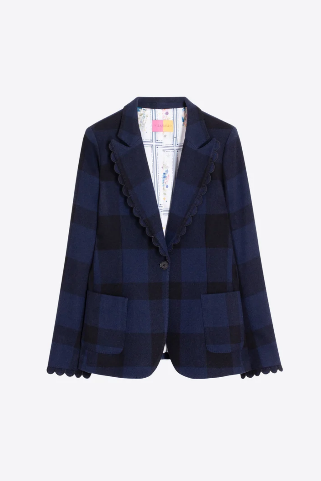 Vilagallo 33826 Navy & Black Check Wool-Blend Jacket you can Shop Vilagallo at Dotique