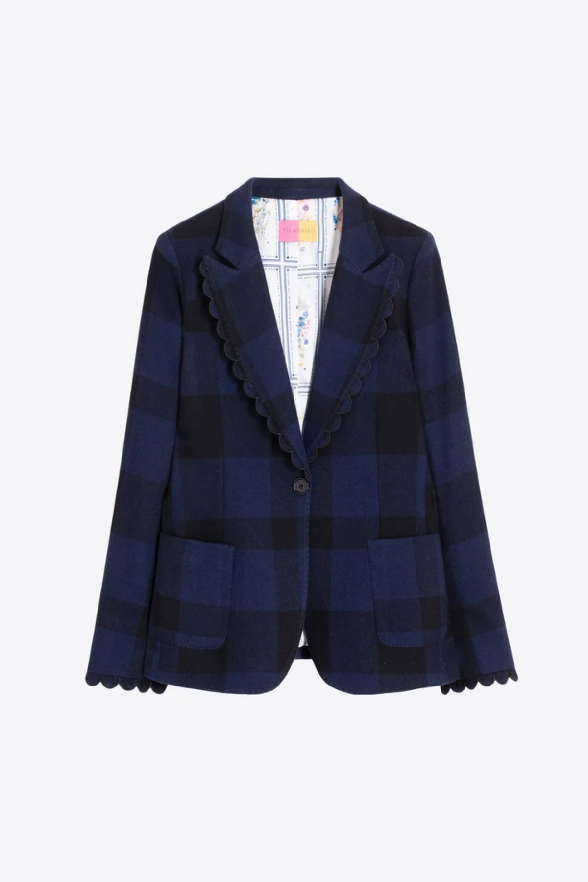 Vilagallo 33826 Navy & Black Check Wool-Blend Jacket you can Shop Vilagallo at Dotique