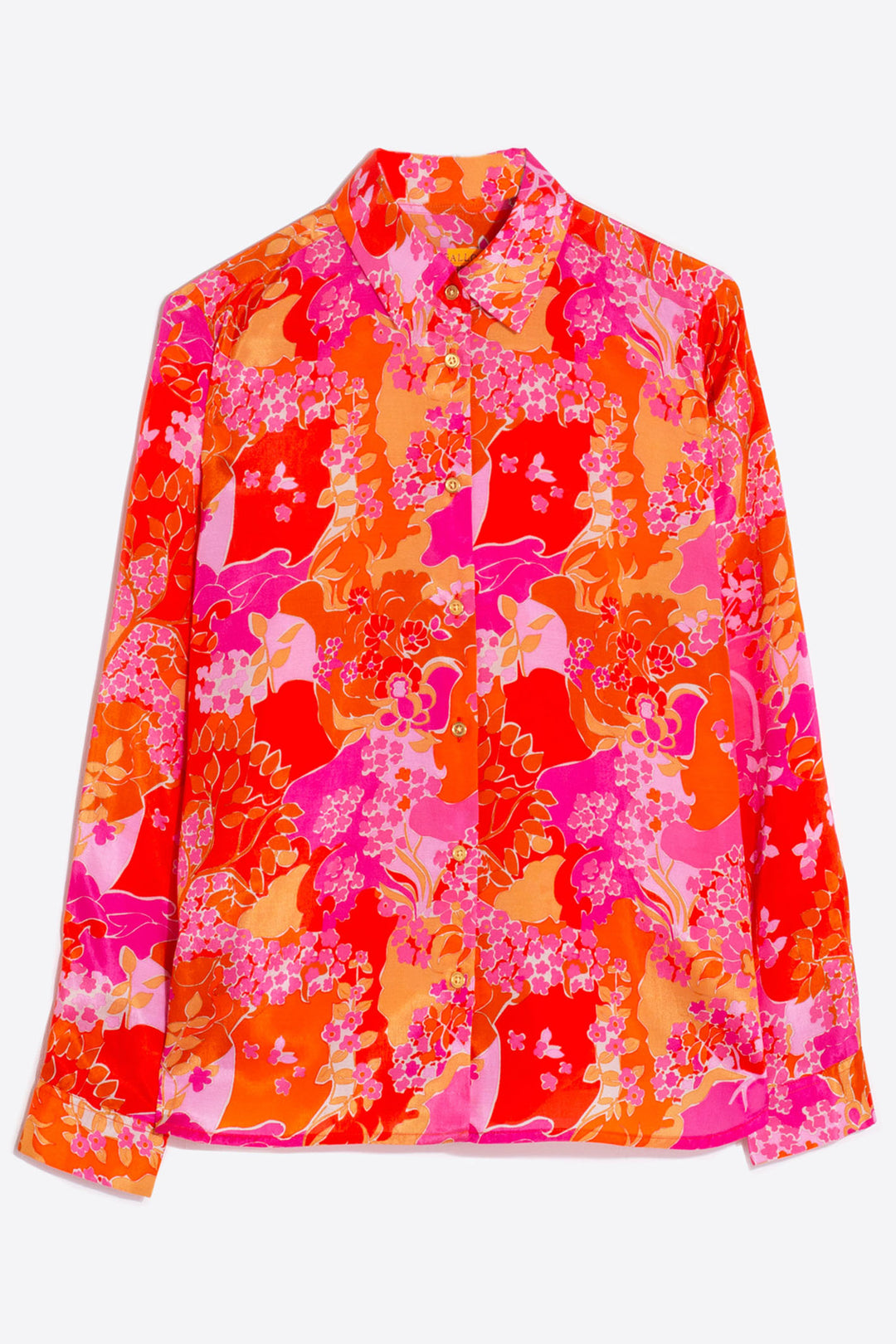 Vilagallo 31039 Isabella Orange Pink Blossom Print Shirt - Dotique