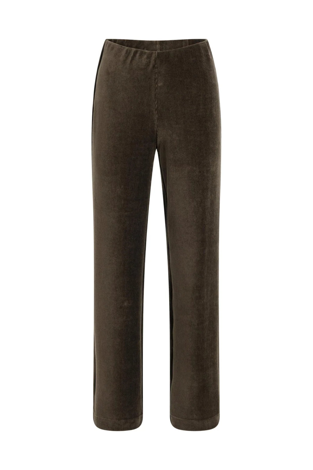 Yaya 01-309292-610 Wide Leg Trousers in Soft Rib Velour Delicioso Brown YAYA Shop YAYA at Dotique