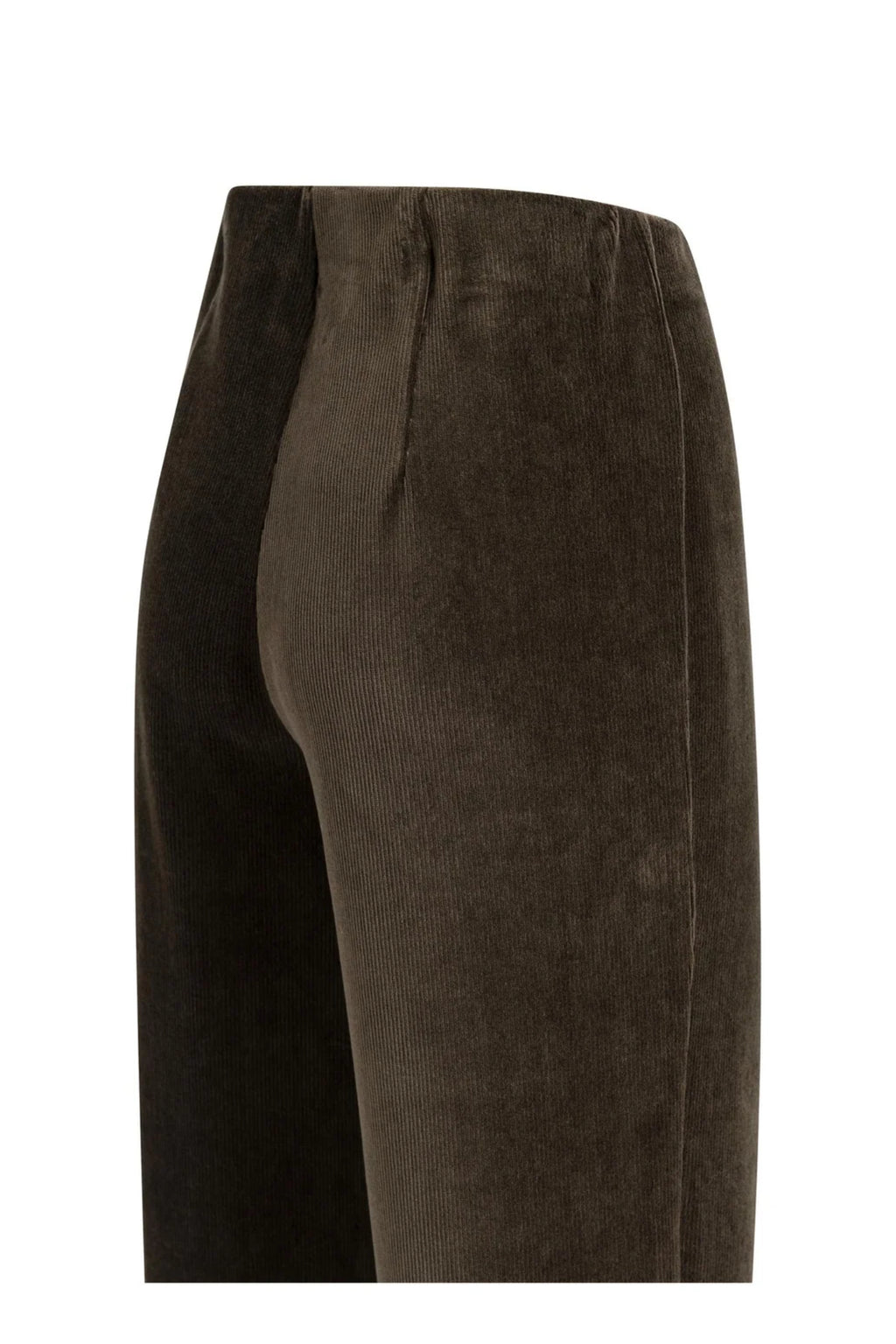 Yaya 01-309292-610 Wide Leg Trousers in Soft Rib Velour Delicioso Brown YAYA Shop YAYA at Dotique