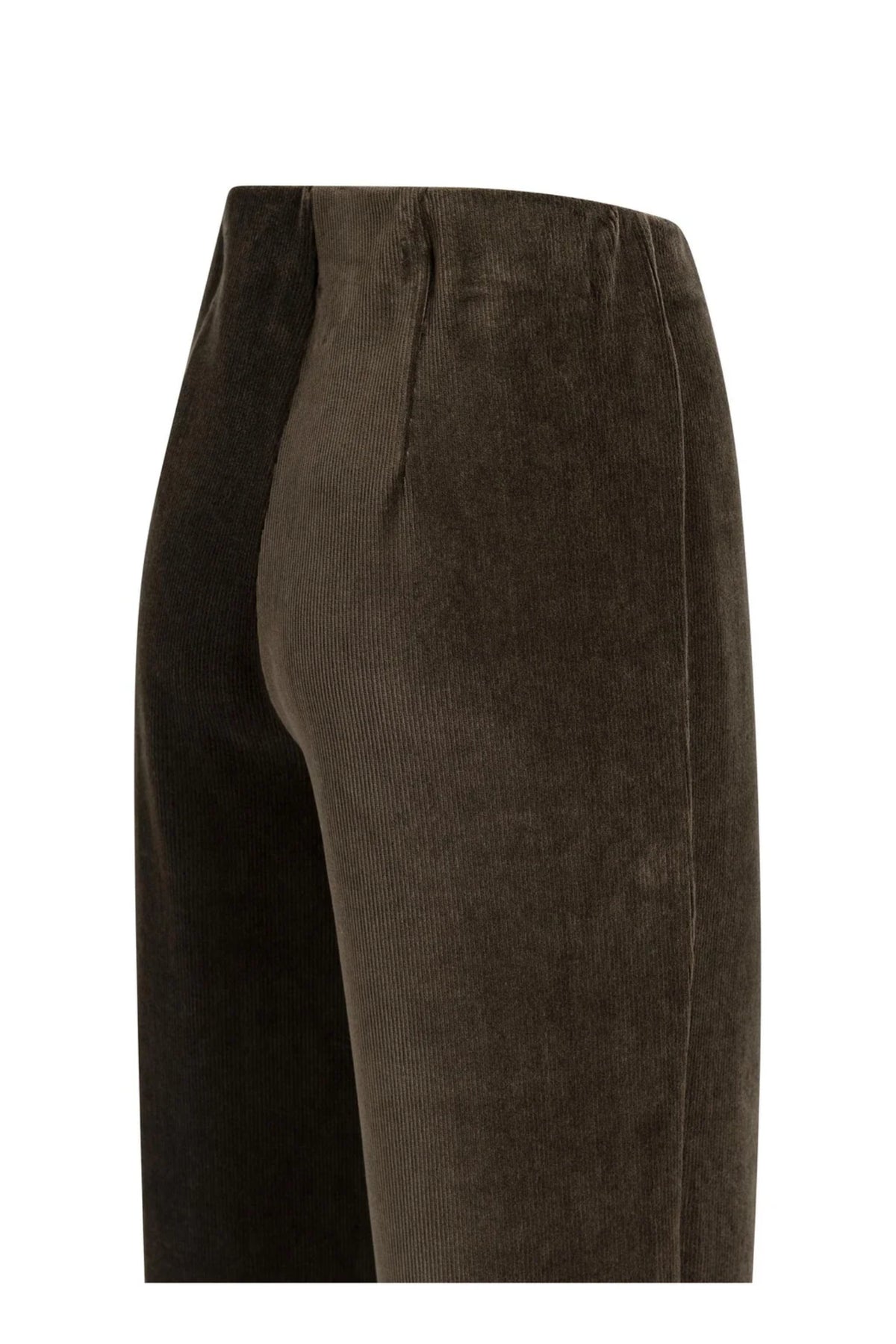 Yaya 01-309292-610 Wide Leg Trousers in Soft Rib Velour Delicioso Brown YAYA Shop YAYA at Dotique