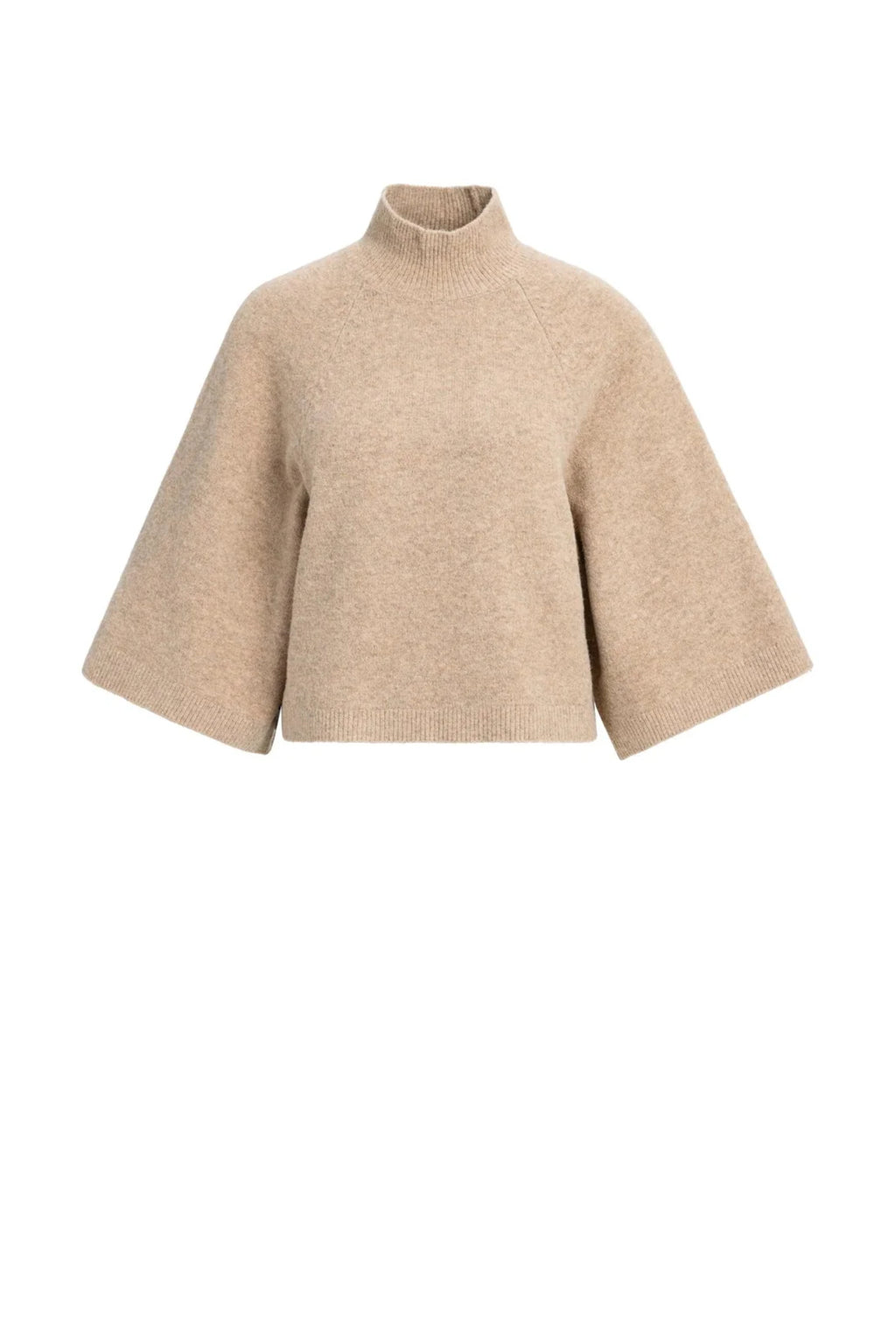 Yaya 01-000655-610 Wide Sleeve Sweater with High Neckline Dark Beige Melange YAYA Shop YAYA at Dotique
