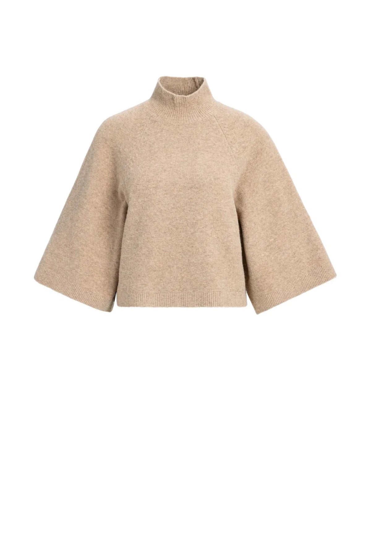Yaya 01-000655-610 Wide Sleeve Sweater with High Neckline Dark Beige Melange YAYA Shop YAYA at Dotique