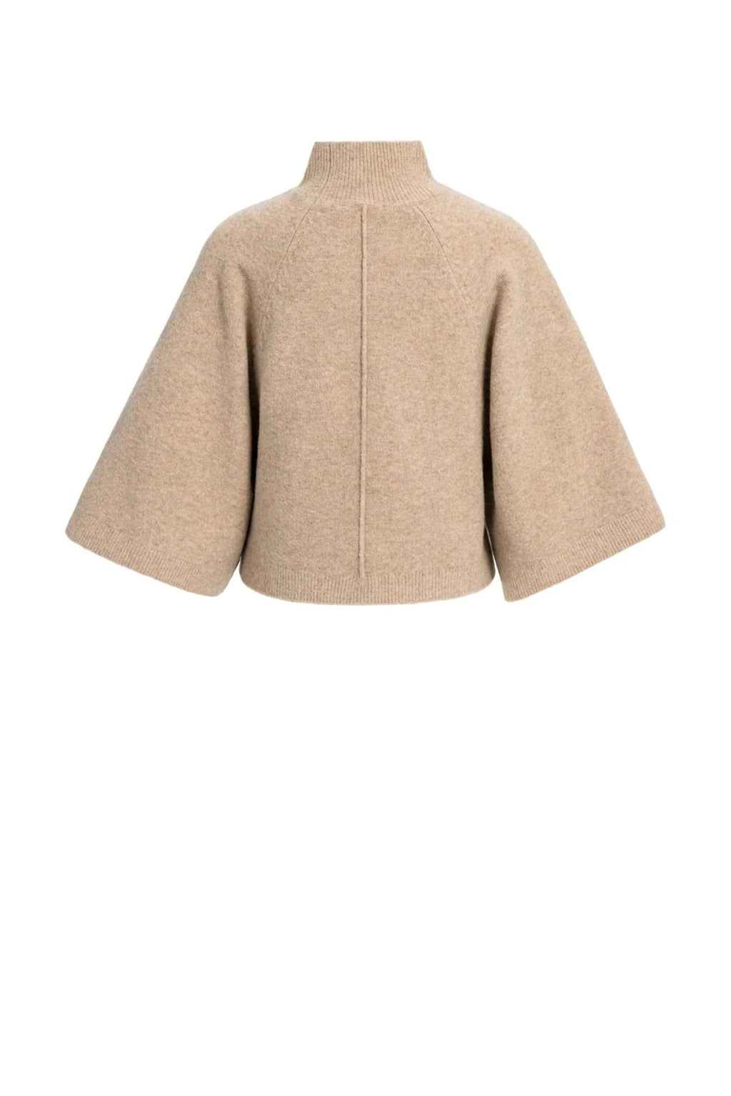 Yaya 01-000655-610 Wide Sleeve Sweater with High Neckline Dark Beige Melange front view YAYA Shop YAYA at Dotique